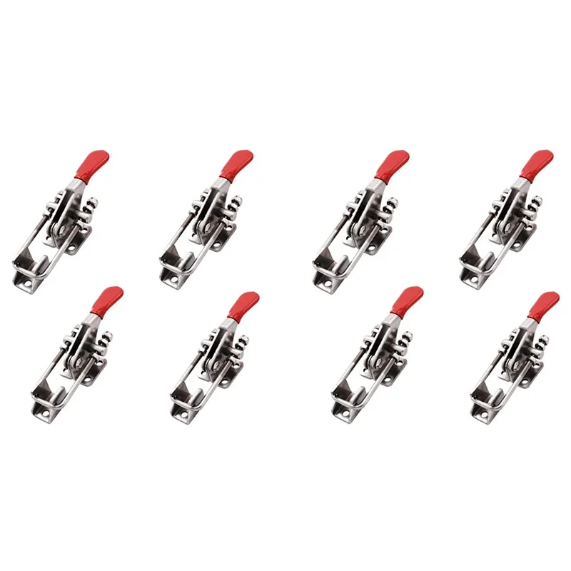 8 stainless steel adjustable pull locks, toggle locks, lever clamps, heavy-duty toggle bolts, and safety door bolts