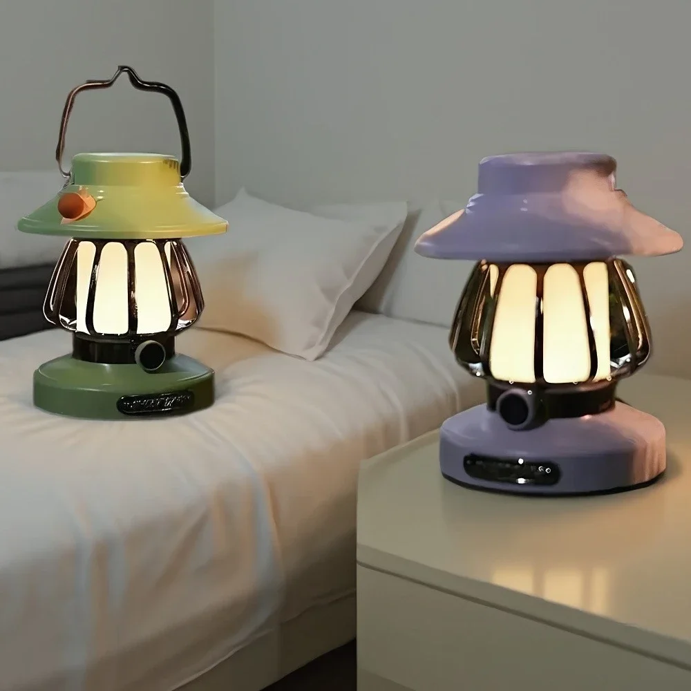 ضوء ليلي للتخييم على شكل حلزون قديم - مصباح جو خيمة خارجي محمول قابل لإعادة الشحن لتزيين الفناء