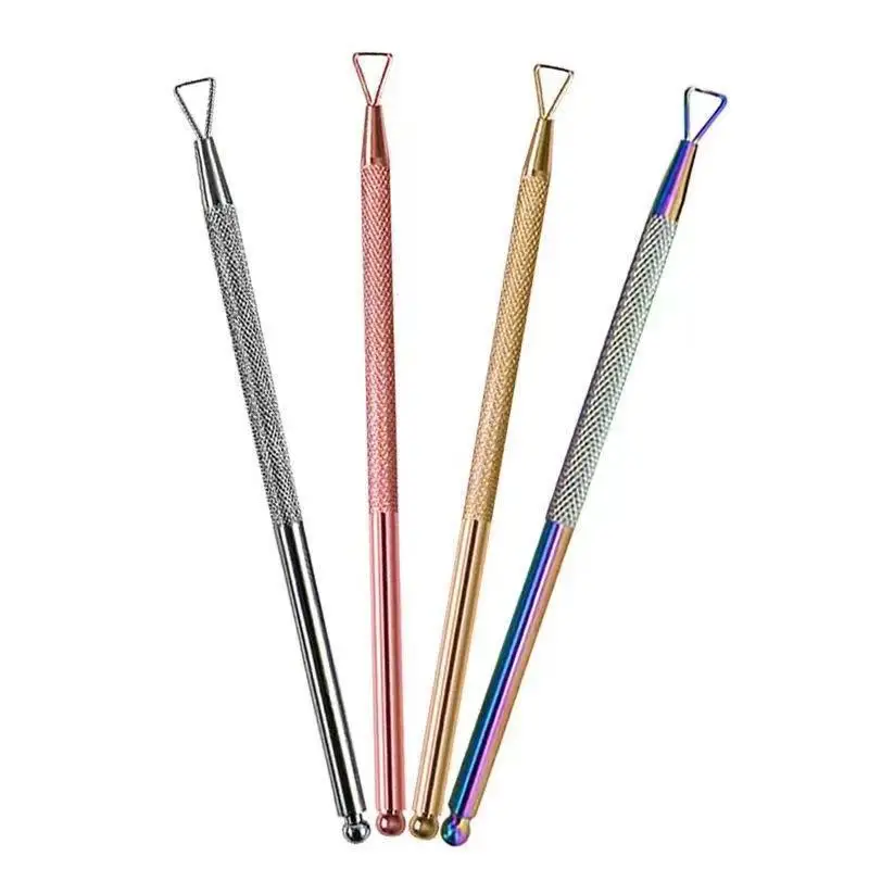 Silvery Holographic Stainless Steel Nail Polish Remover Tool Gel Nail Scraper Cuticle Pusher For Home And Salon Use