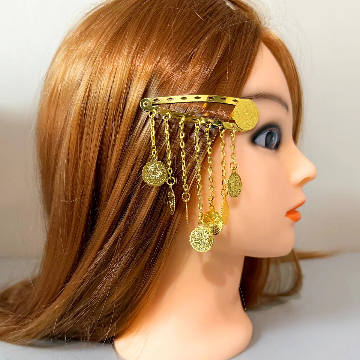 

Vintage Ethnic Metal Round Chain Tassel Pendant Hair Clip, Versatile Accessory For Dance Performances & Daily Wear