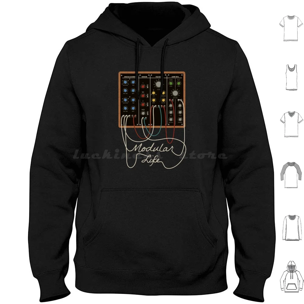 Modular Synthesizer Player Hoodies Long Sleeve Synth Synthesizer Analog Modular Player Fan Lover Musician Electronic