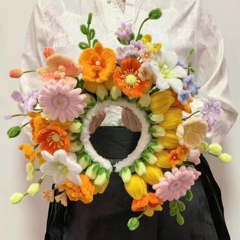 Creative  Hair Accessories DIY Material Kit Twisted Rods Floral Bouquet Women's Headwear Short Sleeve T-Shirt