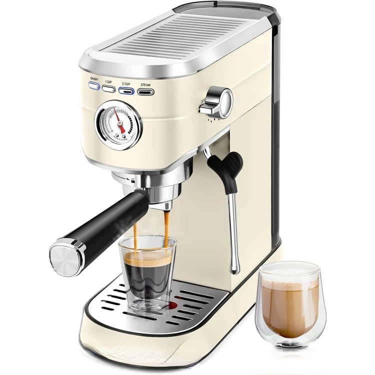 Espresso Machine 20 Bar, Espresso Maker with Milk Frother Steam Wand, Stainless Steel Espresso Coffee Machine with 34oz