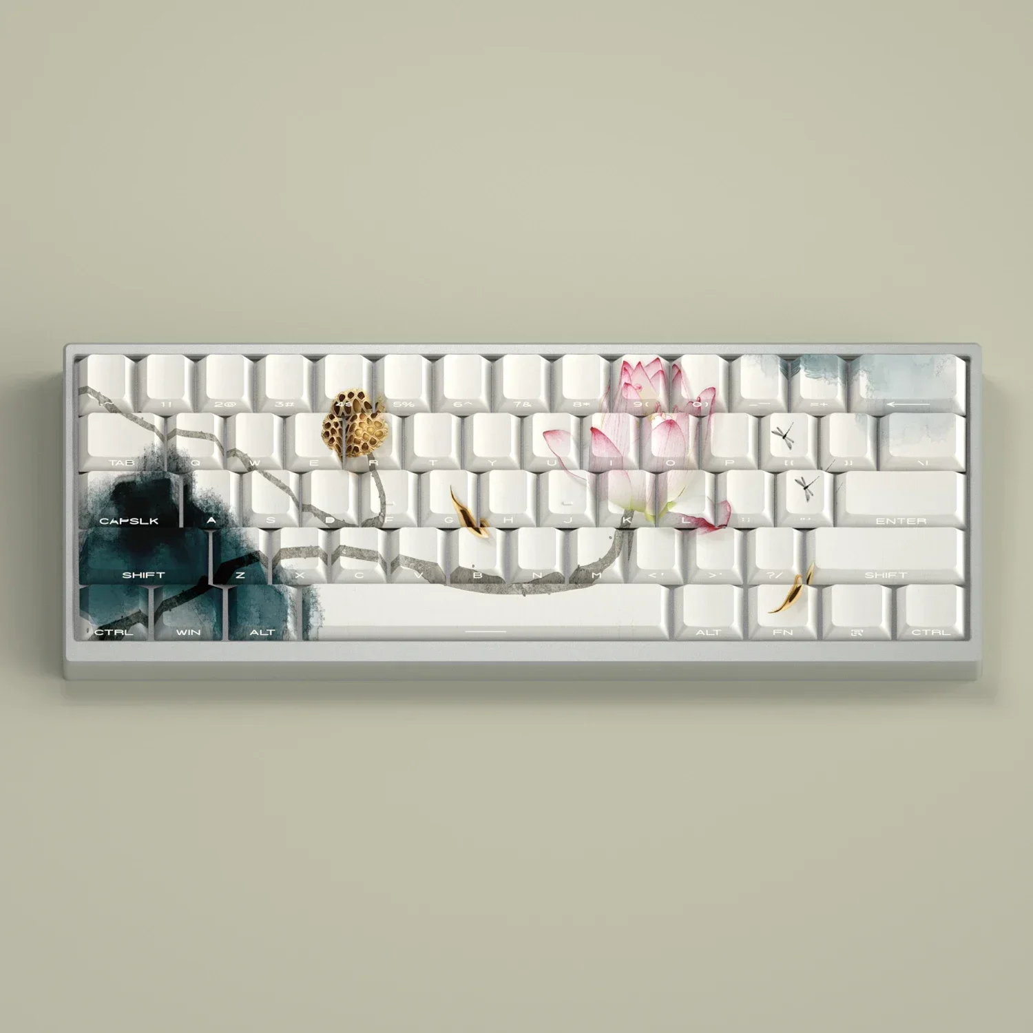 Lotus rhyme keycap antique side engraved light side transparent original height PBT atk68 v75x wooting