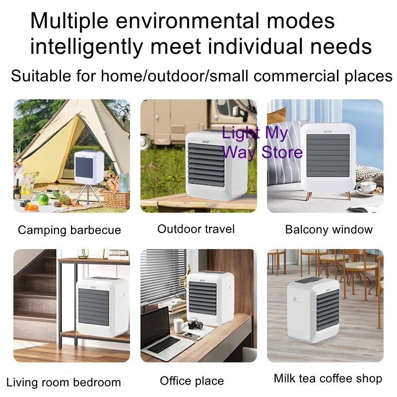 

Портативный домашний кондиционер-вентилятор для улицы, палатки, кемпинга, DC12V 110V, солнечная зарядка