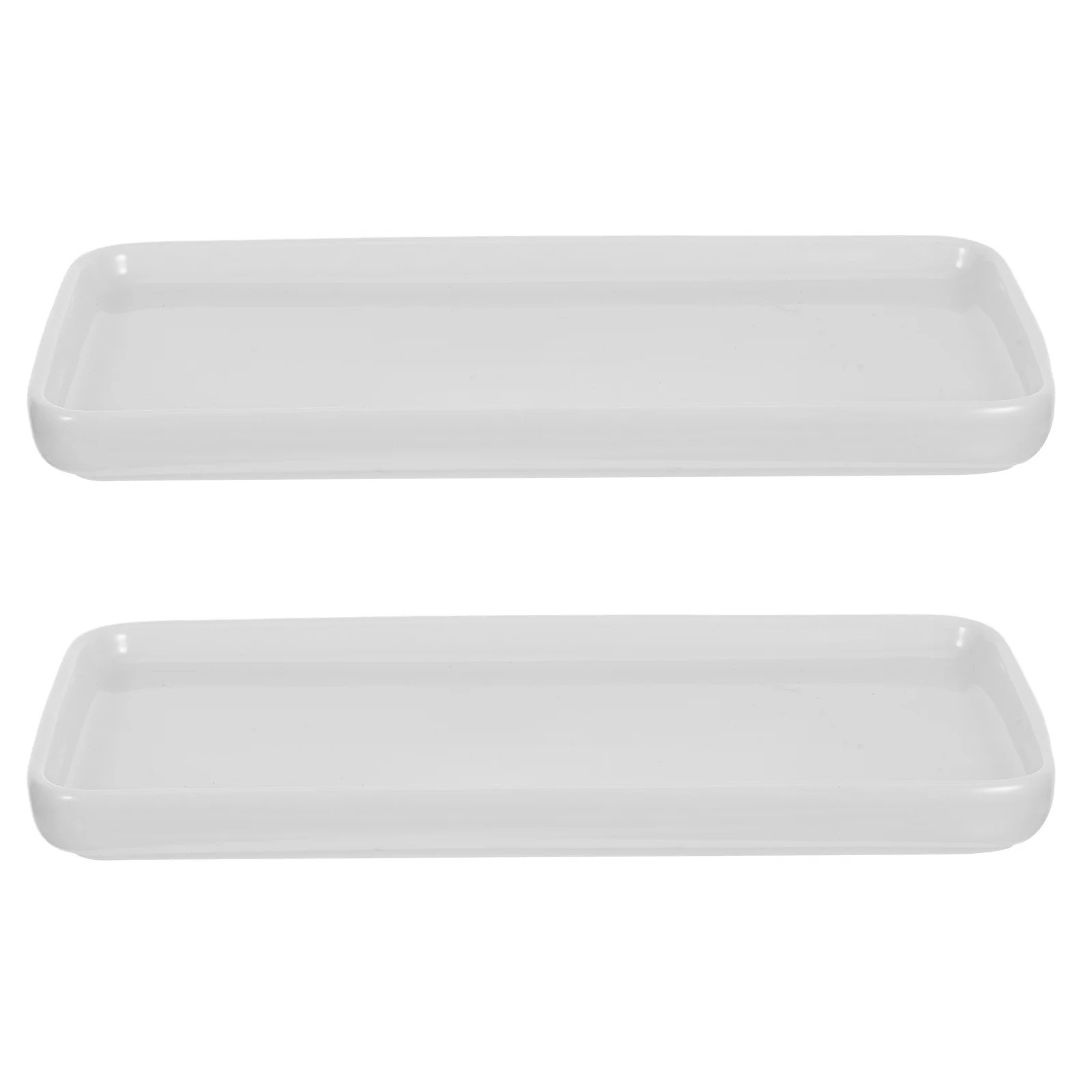 2Pcs Elegant Ceramic Tray Organizer for Perfume Bottles Cosmetics Bathroom Storage Pallet Home Hotel Use White - Detail 1