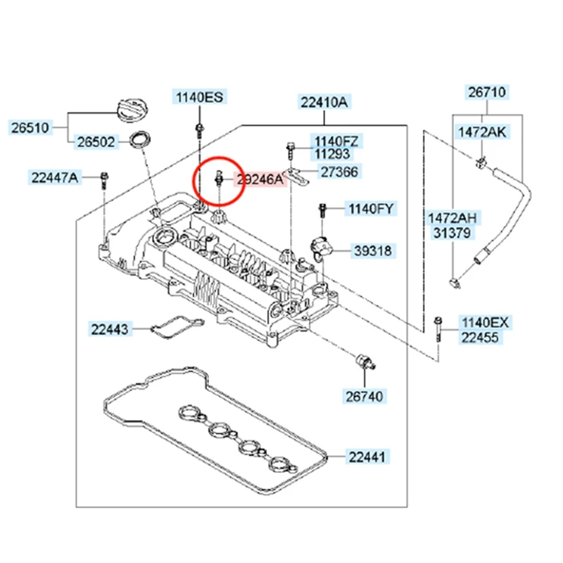 Engine Cover Mounting Bolt For Hyundai Creta IX25 1.6 For Kia RIO 292432B400 29243 2B400 Engine Dust Cover Bolt