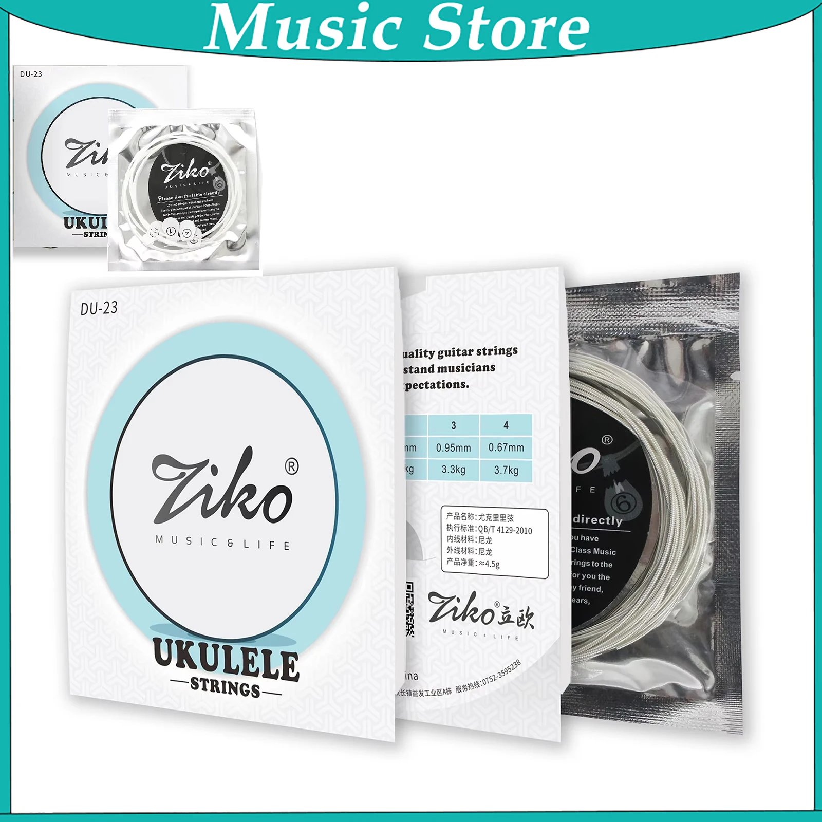 ZIKO DU-23 Transparent Nylon Ukulele Strings Universal Replacement Strings Ukulele String Accessories for Stage Studio Practice