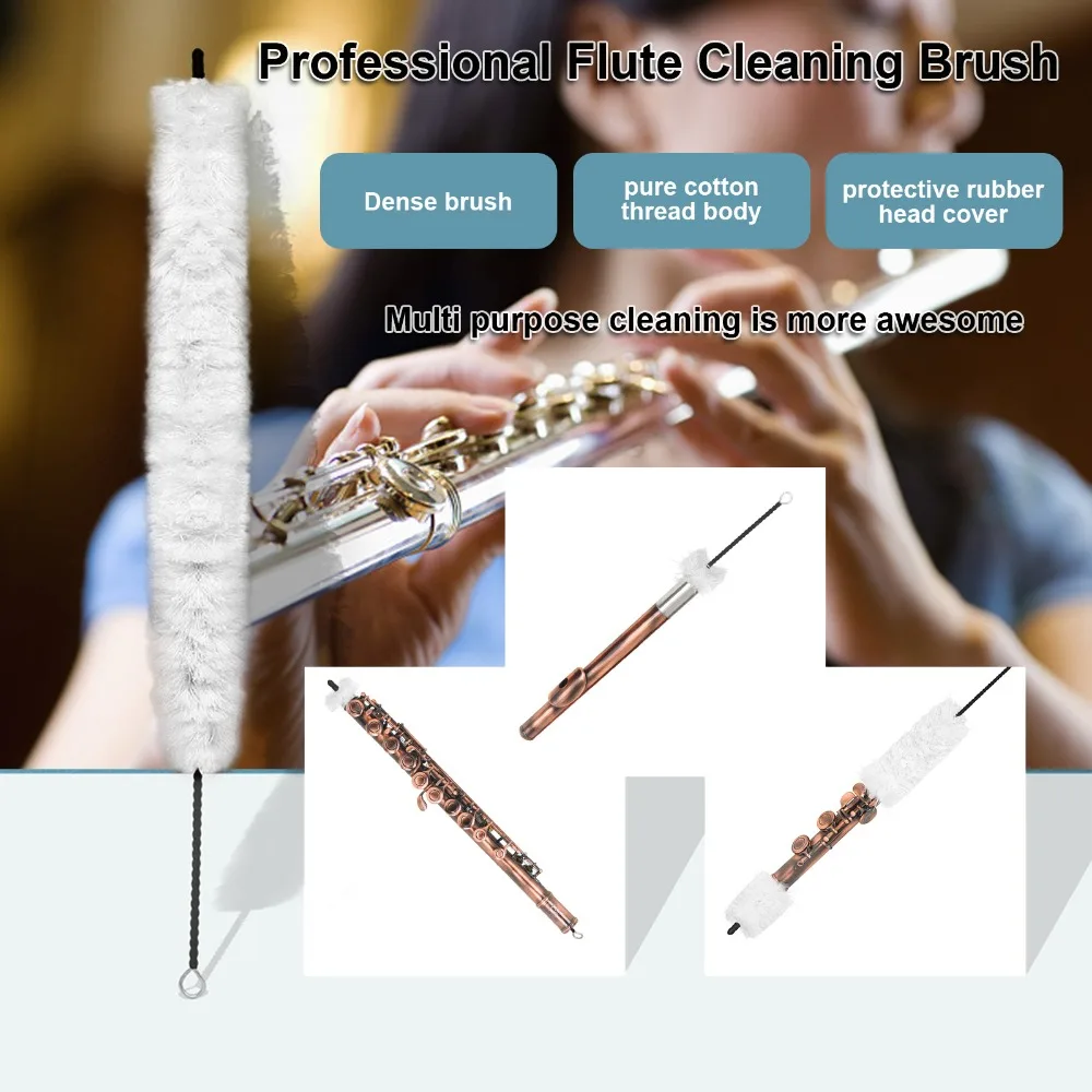 15-Inch Length Flute Cleaning Brush Cotton Thread White Flute Cleaner Kit Flute Cleaning Rod For Flute Cleaning And Careing
