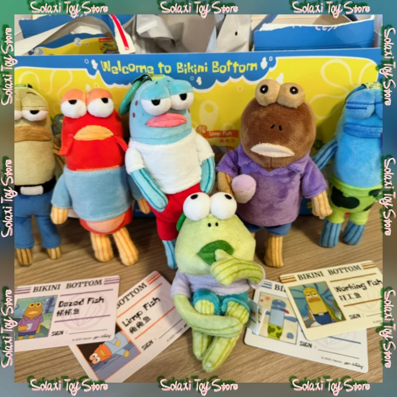 

Genuine Spongebob Squarepants Bikini Bottom Residents Funny Blind Box Keychains Lying Jellyfish Backpack Hanger Gift