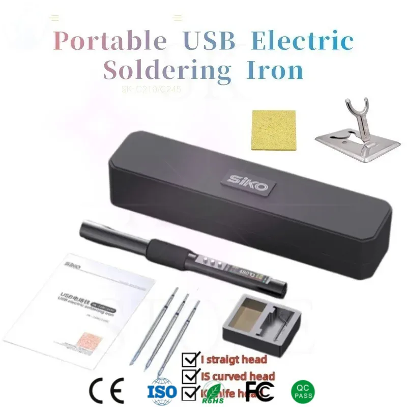 

USB Soldering Iron Mini C245 C210 Soldering Iron Set Portable Household Type-C Interface 2S Rapid Heating Adjustable Temperature