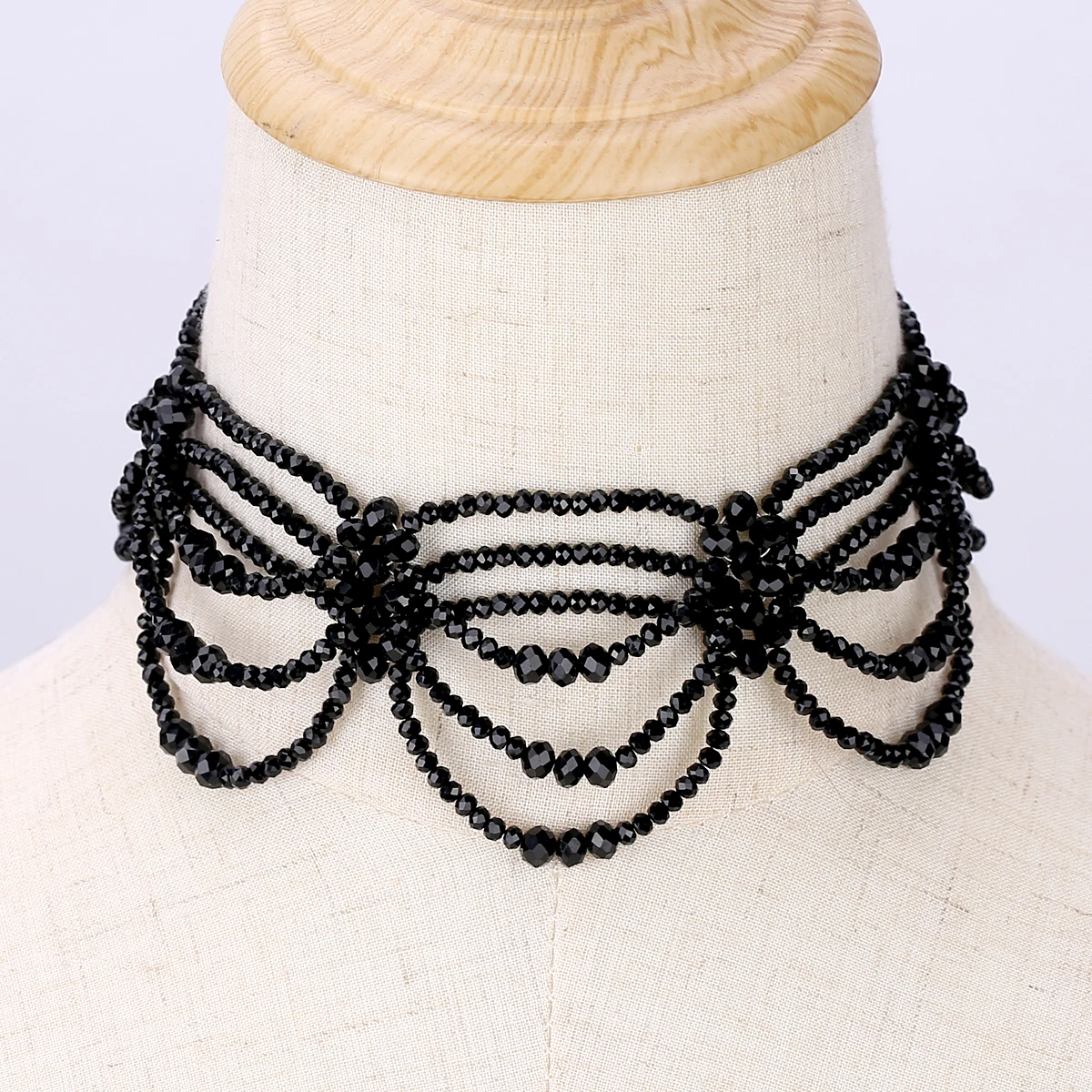 New Trendy Strands Beaded Necklace Earrings Jewelry Sets for Women Costume Accessory Fashion Crystals Chokers Necklaces