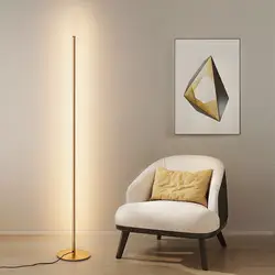 Lámpara de pie minimalista creativa para dormitorio, luz LED de Ambiente de atenuación infinita, estilo Ins, color negro