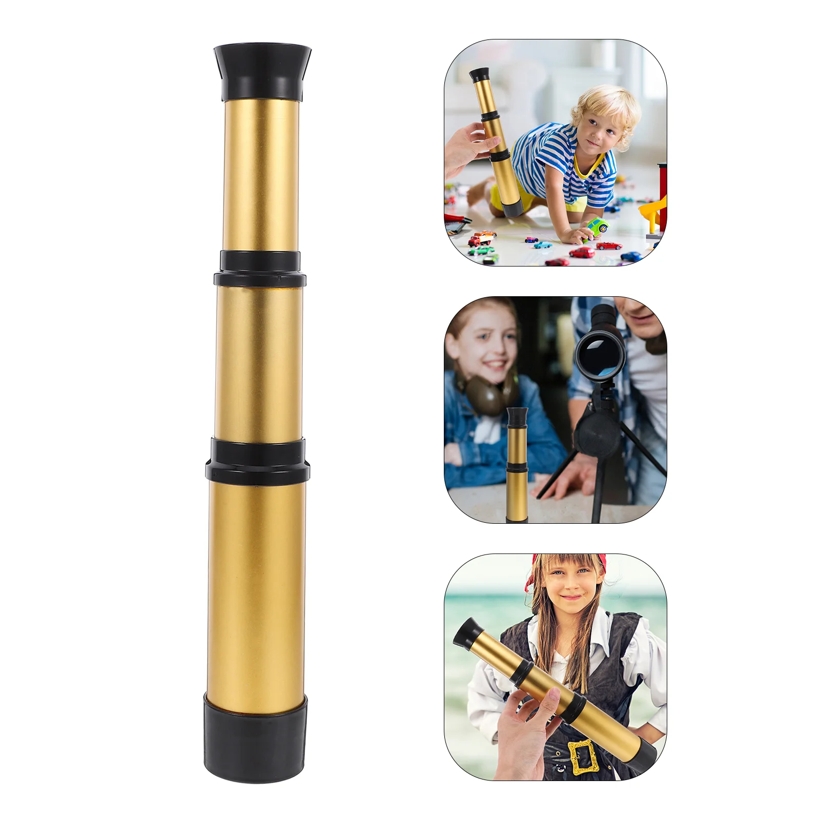 Single-Tube Telescope Retractable Telescope Science Experiment Toy Kids Telescope Toy (Golden) children telescope