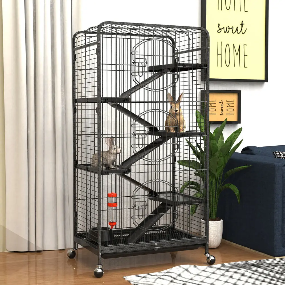 

52 inch Metal Ferret Chinchilla Rat Cage Small Animal Cage with Rolling Stand