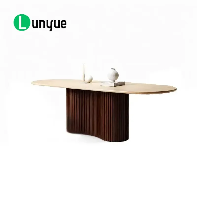 Modern European Rectangle Wooden Dining Table Creative Design Custom Top Dining Room Set for House Apartment Restaurant
