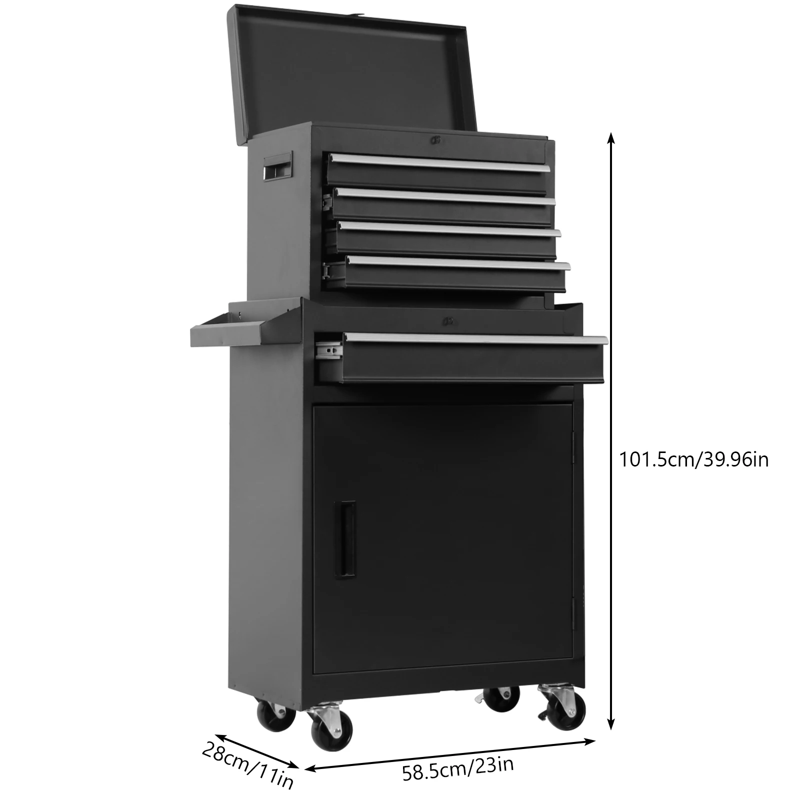 Grande cassetta degli attrezzi staccabile con doppia porta e ruote Scatola porta attrezzi meccanica Carrello porta attrezzi in metallo resistente all'usura per sala attrezzi da garage