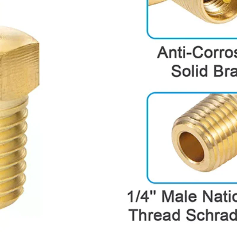1/4 & 1/8 NPT Brass Schrader Valve - Air Compressor Tank Fill Valve with Anti-Corrosion Tire Inflator Connector (M)