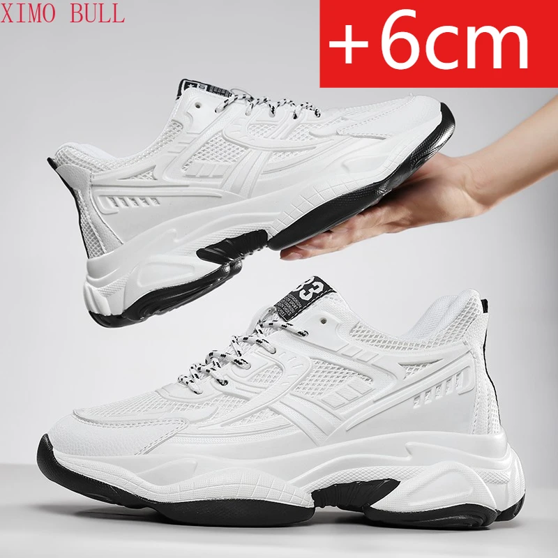 

6CM Man Hidden Elevator Shoes Breathable Mesh Sneakers Anti-Slip Thick Sole Comfortable Casual Athletic Sports for Men Non-Slip