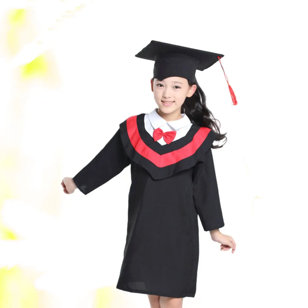 

Детский выпускной комплект, красный 110 см с кисточкой, палантин для школьной церемонии, детский академический костюм, одежда для ролевых игр
