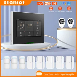 Staniot Wireless WiFi 4G Smart Tuya Security Alarms for Home with 5 Years Door Window Sensor Burglar System Kits Work with Alexa