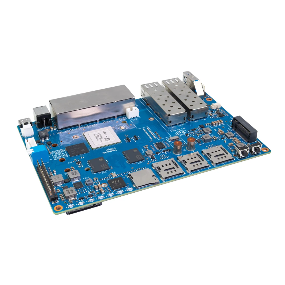 MT7988A Filogic 880 con dos puertos SFP de 10Gbe Banana Pi BPI-R4 Router mPCIE Wifi 7 Soporte inalámbrico Personalización de la función POE