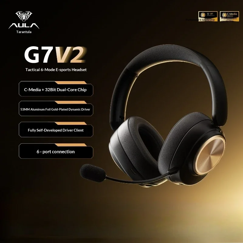 AULA G7 Pro V2 Over-Ear Headphones Six-Mode Connection 53mm Dynamic Driver Wireless Bluetooth Gaming Headset G7V2 Durable - view 6