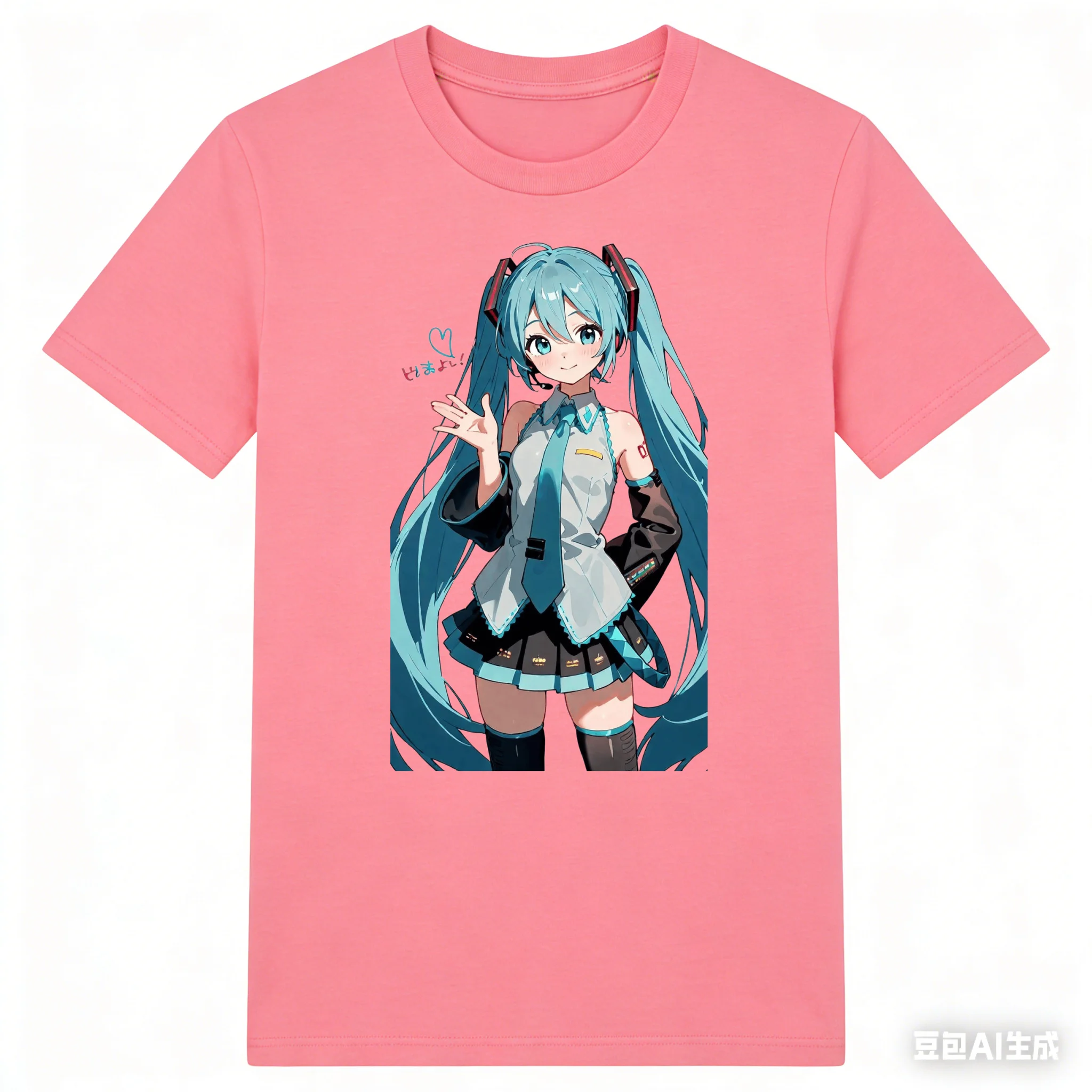 New Street Animation Surrounding # Hatsune Miku # Men and Women's Large Loose Breathable Cotton Fashionable T-shirts