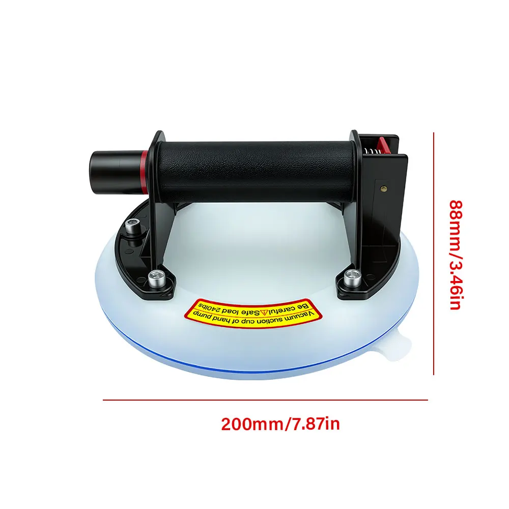 シリコン吸盤エアポンプ真空吸盤8インチ強力吸引ハンドリフターガラス持ち上げツール（セラミックタイル床用）