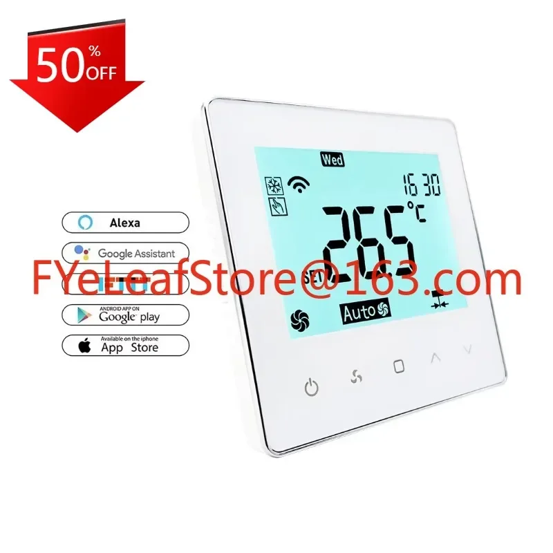 Termostato Wifi de habitación inteligente programable inalámbrico Fancoil Hvac