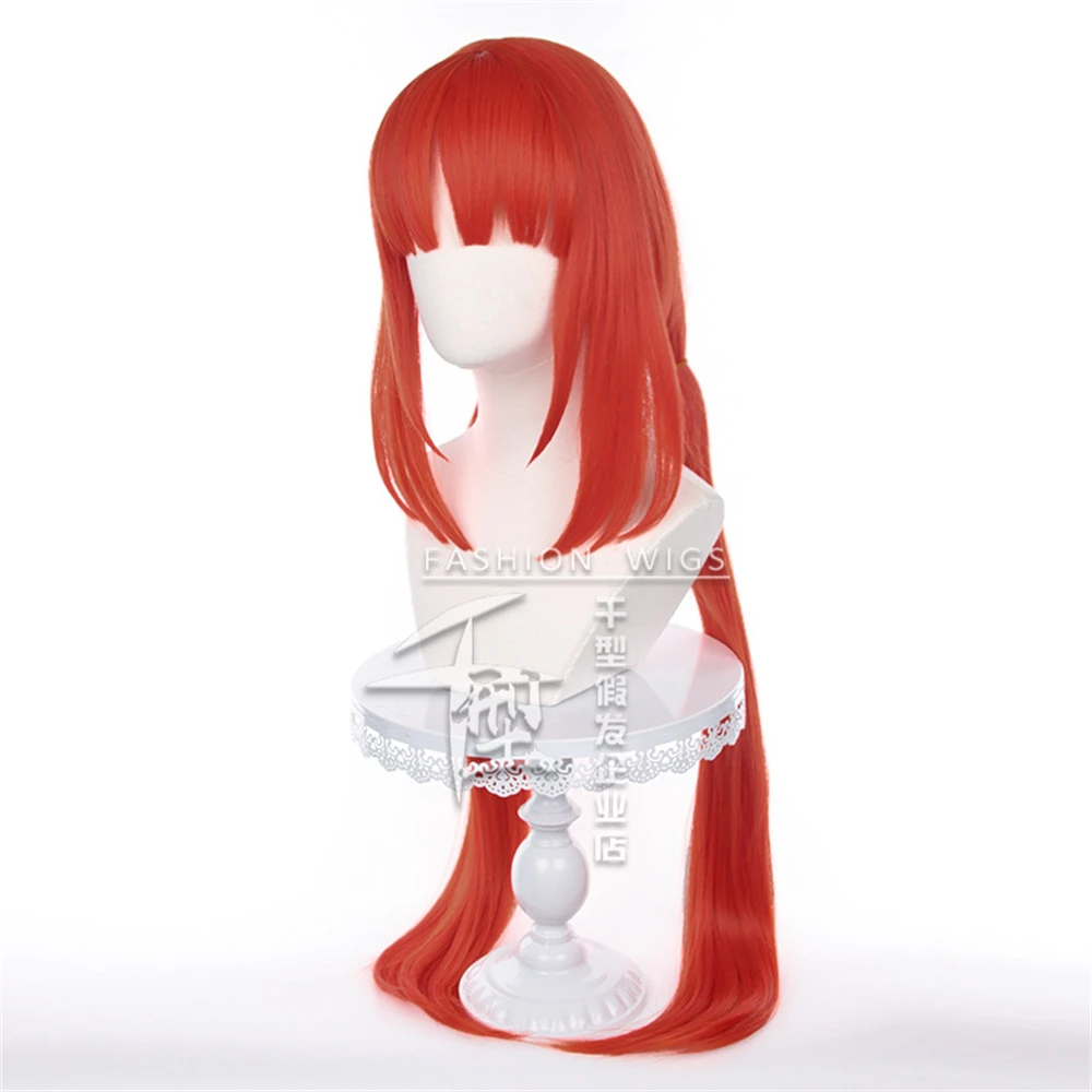 Nilou コスプレウィッグ 100 センチメートルロングストレートオレンジレッド女性女の子耐熱合成ハロウィンパーティーロールプレイウィッグ