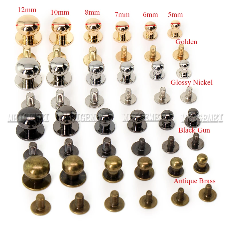 6pcs Metal Alloy Knob Screw Rivets Studs DIY Crafts Leather Belt Watchband Round Monk Head Rivets Spikes Decor Nail Buckles