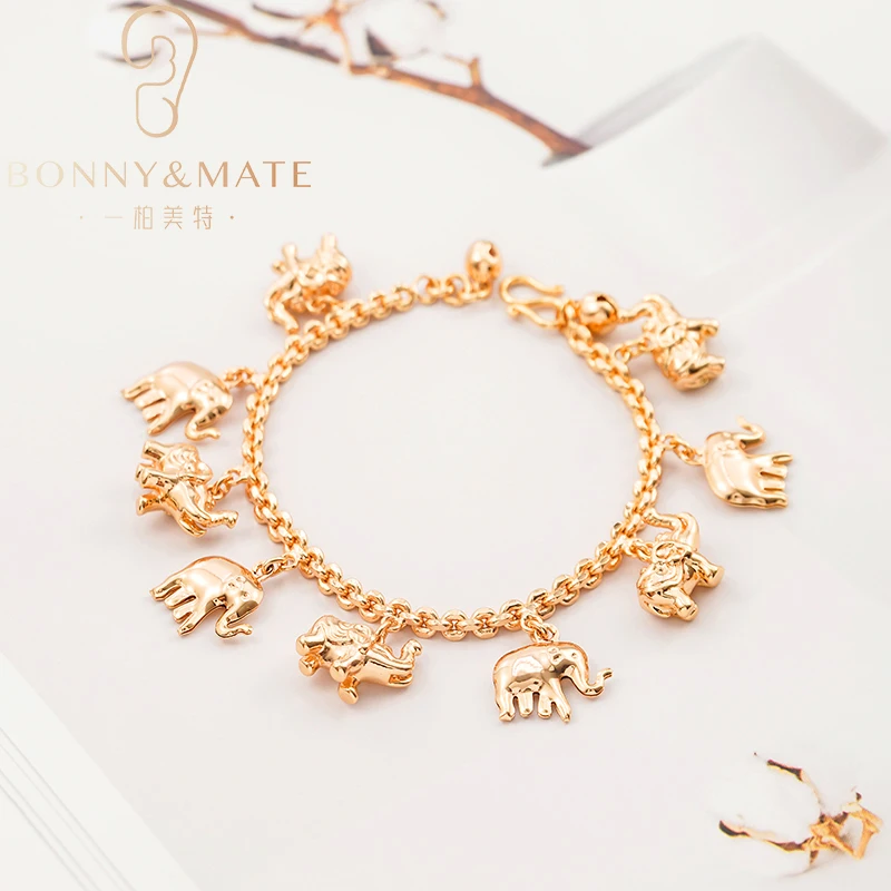 New Elegance Gold Plated Simple Clasp Bracelet Elephant Pendant Bracelet High-end Women's Bracelet