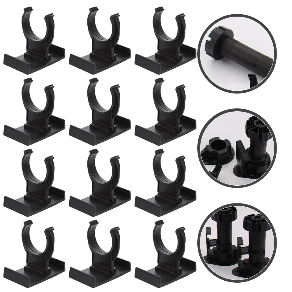 12 Pcs Furniture Legs Chair Cabinet Foot Buckle Cabinets Adjustable Stand Plastic Clip for Chairs Raiser Levelers