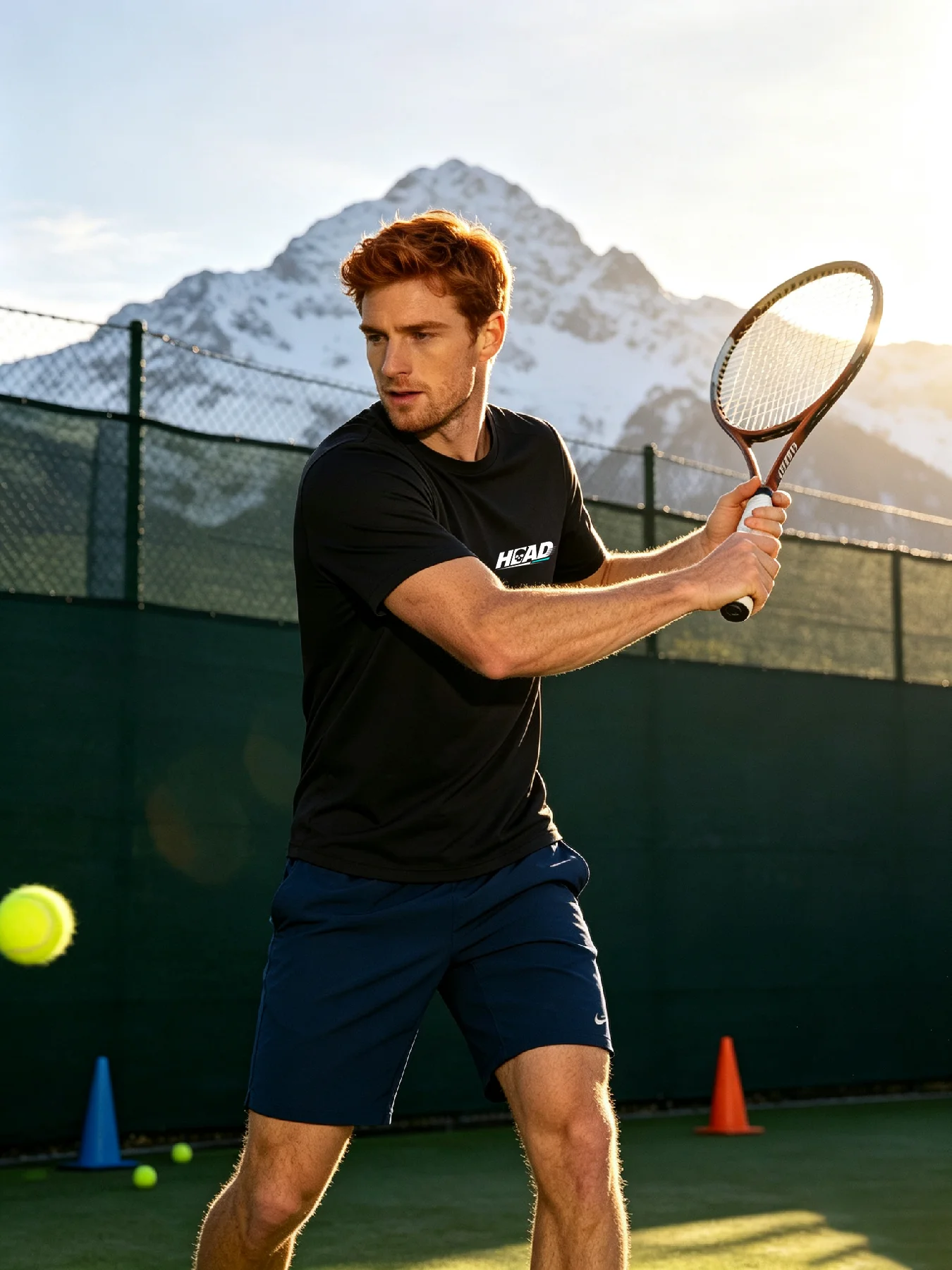 HEAD Men's Crew Neck T Shirt Chest Small Accent HEAD Logo Soft Lightweight Tee For Tennis Ski Sports Alpine Outdoor Tennis Court