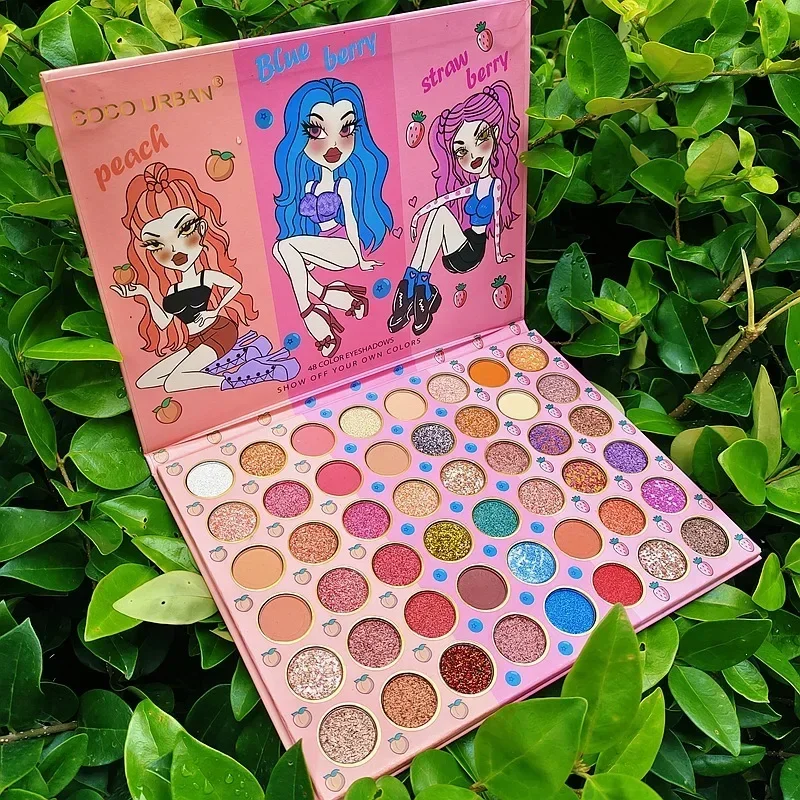 Cartoon Patroon 48 Kleuren Oogschaduwplaat Shimmer Mat Glinsterend Poeder Sequels Make-Up Oogschaduwpalet Schattige Gliter Voor Ogen