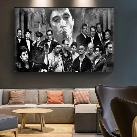 클래식 영화 여신 마피아 영화 비토 콜레오네 알 파치노 캔버스 회화 벽 예술 홈 장식, HD 인쇄 미학