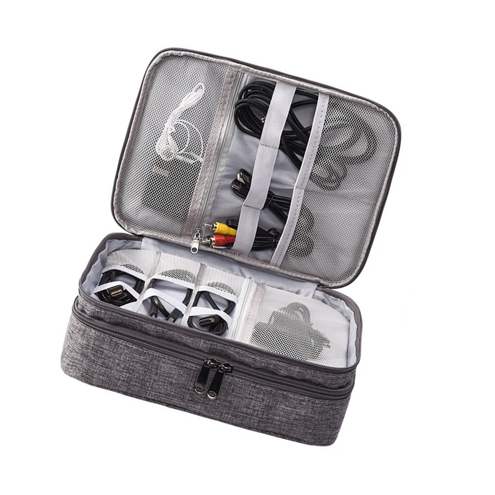 

Cationic Waterproof Electronics Accessories ganizer 3 Layers Travel Pouch Cable Case U Disc Bag Lightweight Portable Storage