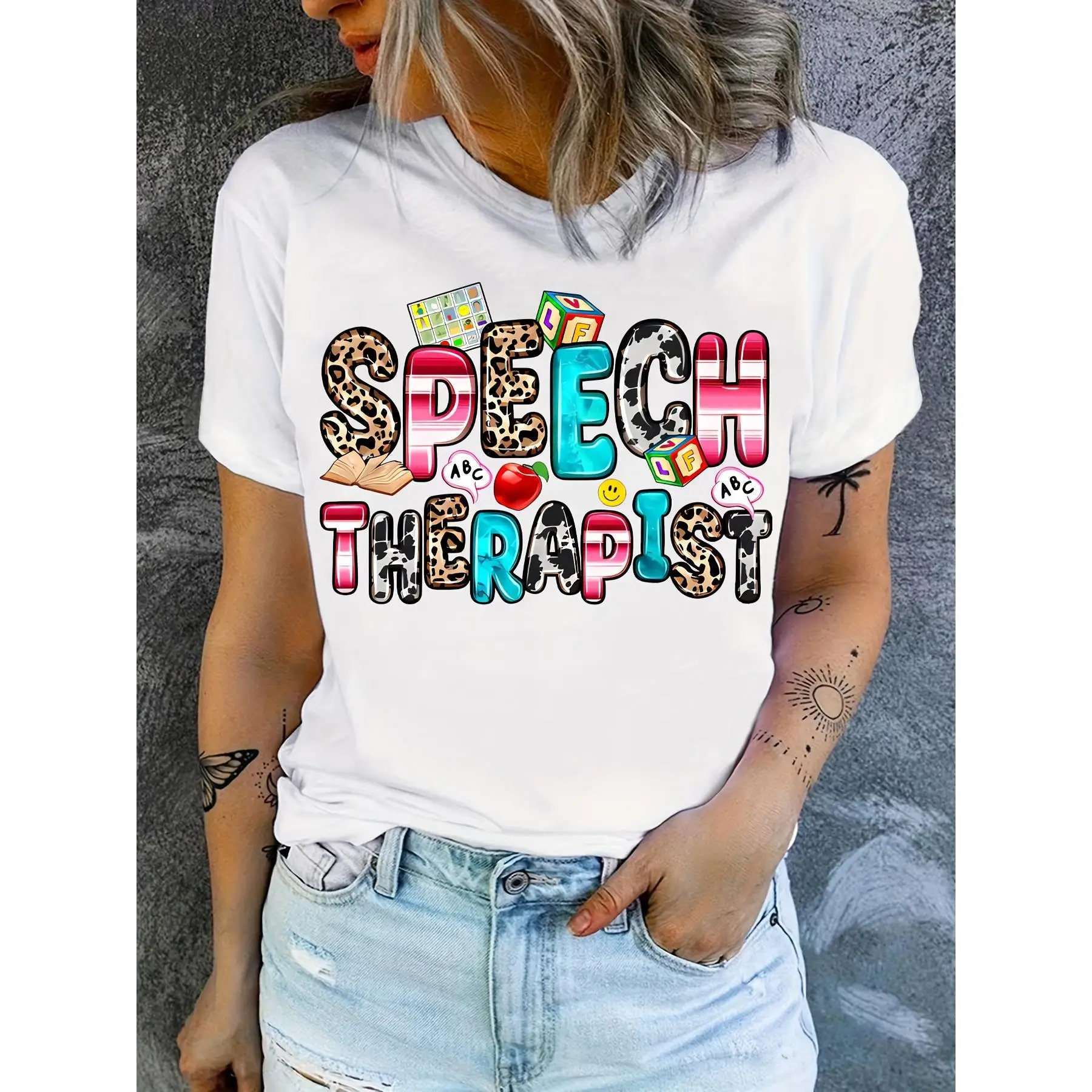 

New Autumn Speech Therapist Women's T-shirt Casual Comfort Leopard Print Blouse