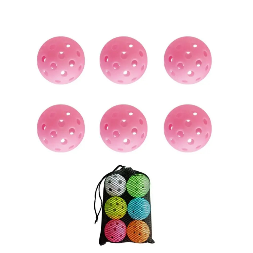 

6pcs/set High Visibility Luminous Pickleball Ball 40 Holes Colorful Glow in The Dark Pickleball Durable with Mesh Bag