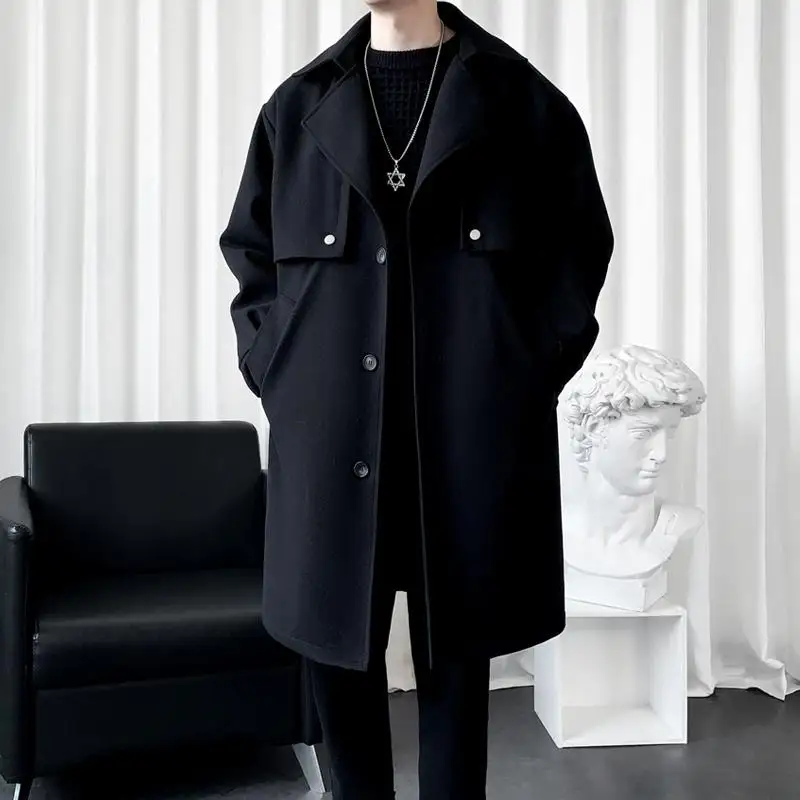 

Мужское шерстяное пальто средней длины Bla Ele Briti Sle Windbreaker, новинка осеннего сезона 2024, модная верхняя одежда