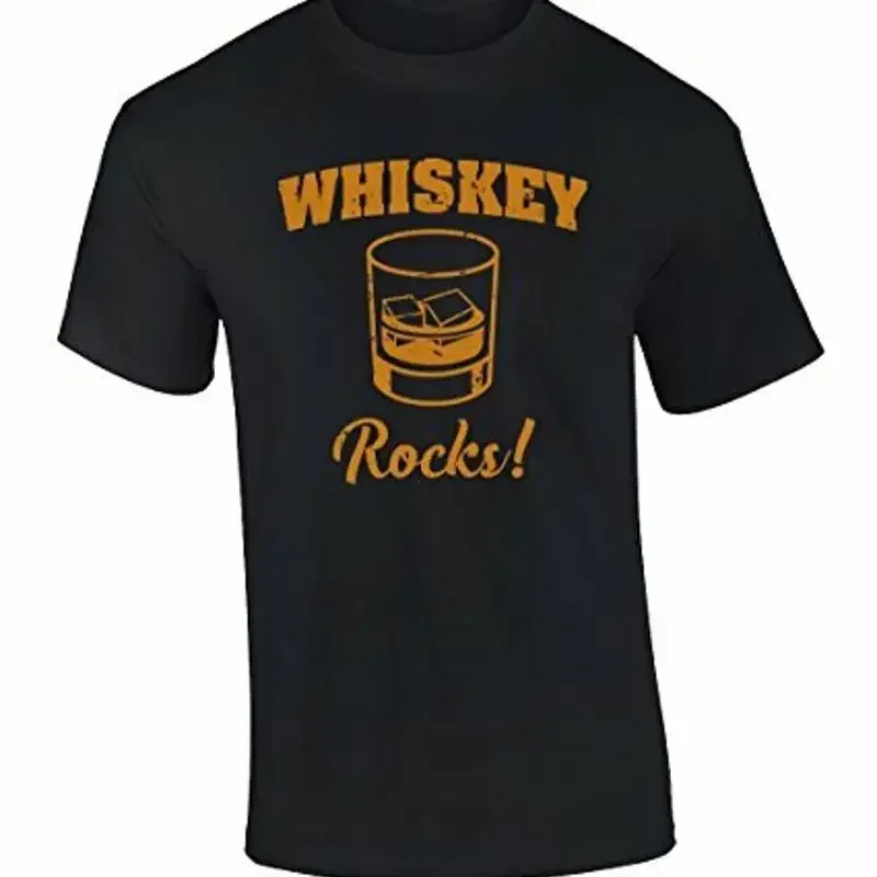 Lustiges Bier-Wortspiel Whiskey Rocks Grafik-T-Shirt Schwarz