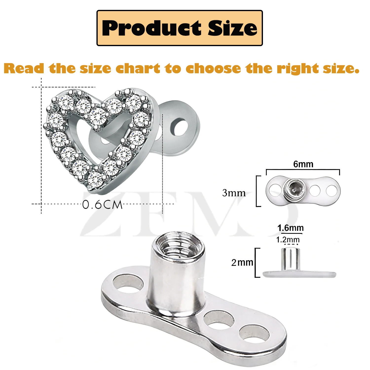 ZEMO 2 ชิ้น 14G จิวเวลรี่ไมโคร - Body Jewelry Dermal บทวิจารณ์และราคา