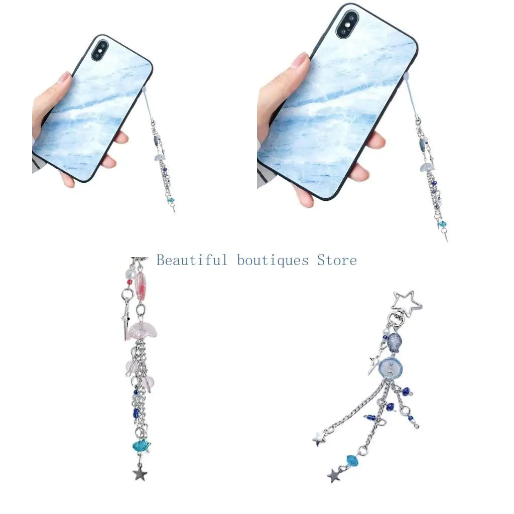 U4LF Blue/Pink Multifunctional Keychain Jelly Keychain Handmade Star Camera Pendant