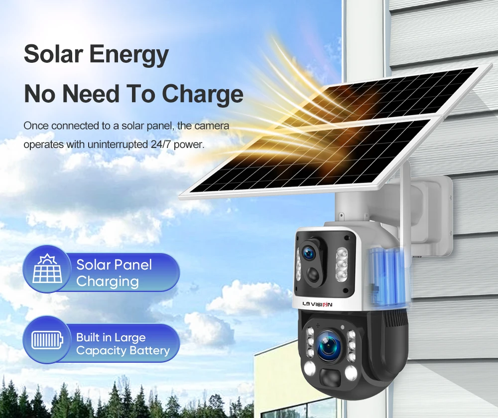 LS VISION 4G Solar Powered Security Camera 36X Zoom Motion Detection PTZ Outdoor WIFI Surveillance Camera