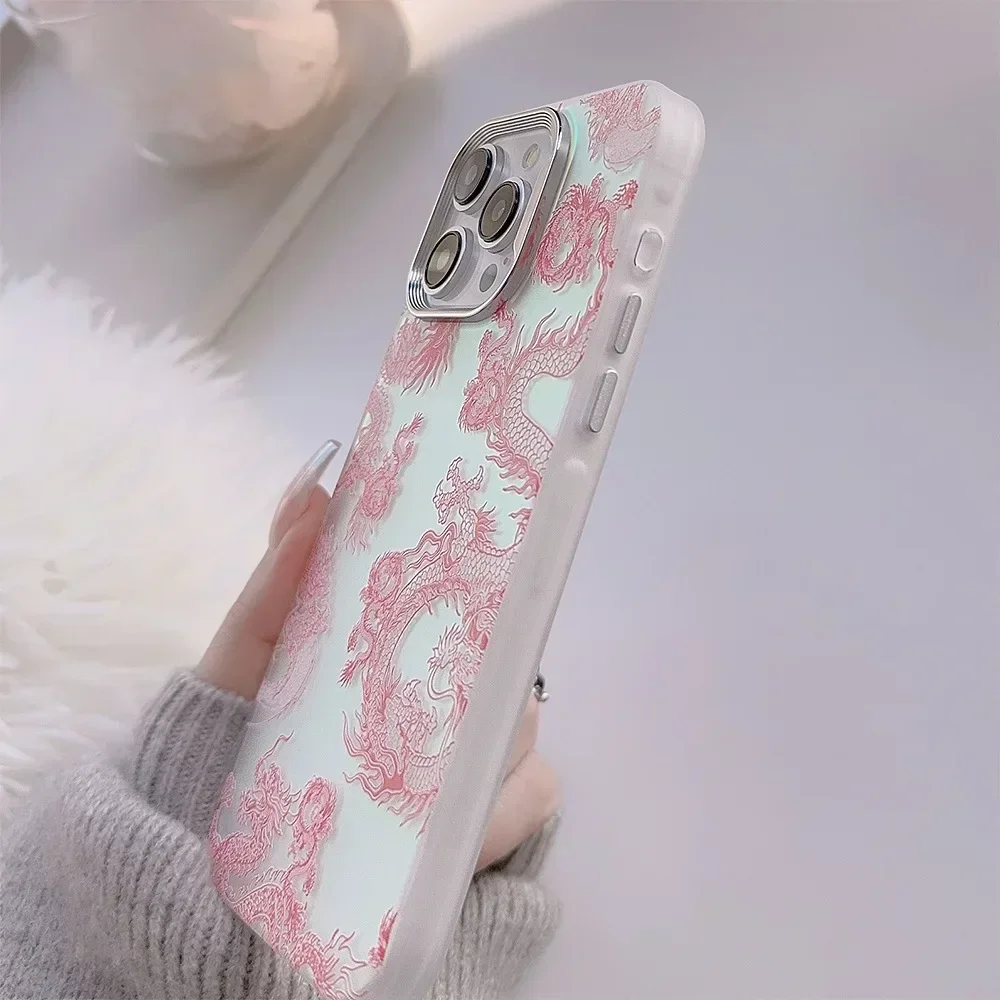 Cute Shockproof Cartoon Laser Pink Dragon Phone Case Suitable for IPhone 11 12 Promax 13 14 15 Promax Plus - Image 4