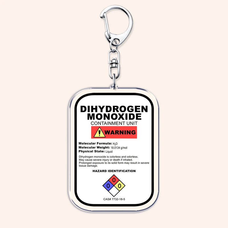 مضحك ثنائي الهيدروجين أول أكسيد المفاتيح بوس كيرينغ ل اكسسوارات حقيبة المياه العلوم H2O مفتاح سلسلة خاتم المشجعين الأصدقاء الهدايا #2