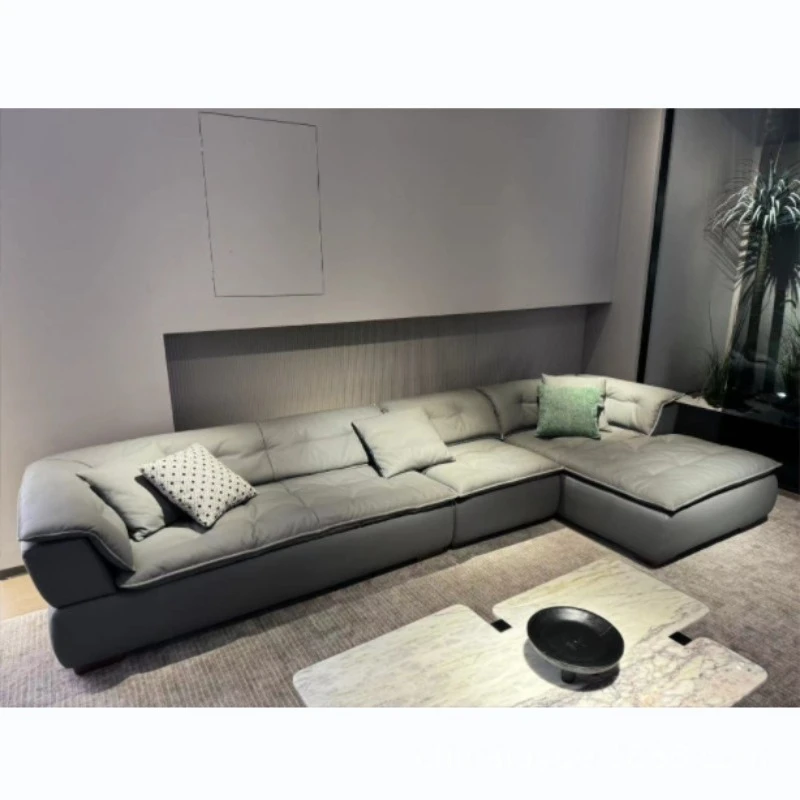 Leather sofa Italian corner first layer cowhide living room large apartment modern simple L-shaped