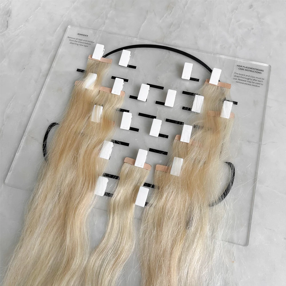 

ARLANY Hair Extension Organizer for Tape in Extensions Acrylic Hair Separate Plate Rack with 35 Clips Tape In Placement Board