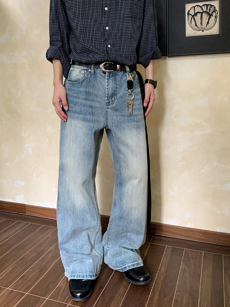 

Retro Large Size Women's Jeans Bamboo Fiber Washed Loose Straight Leg Design Sensation Drapey Wide Leg Long Pants